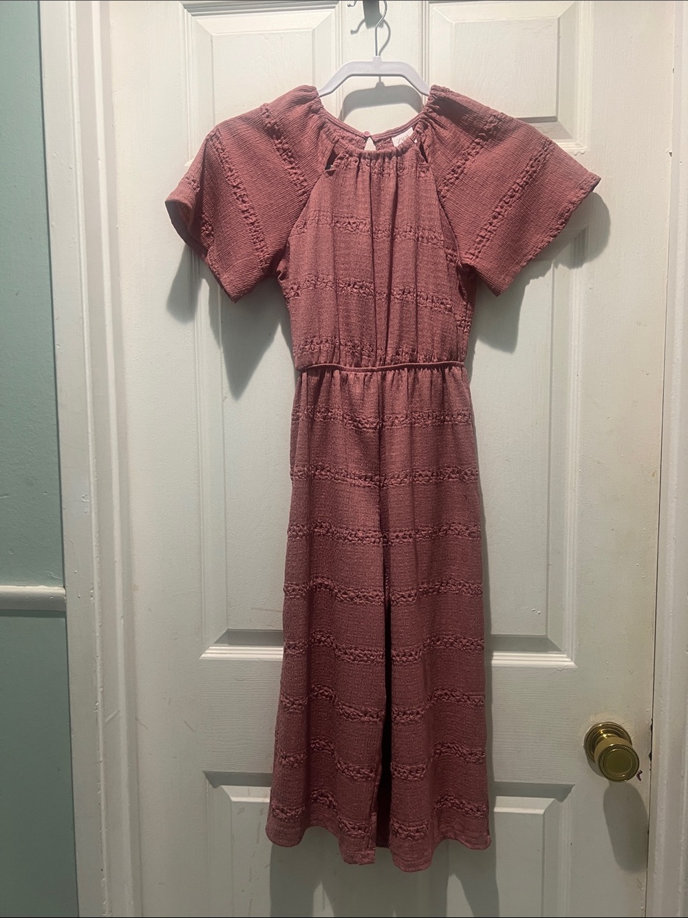 Zara Dusty Rose Textured Jumpsuit - Picture 1 of 8